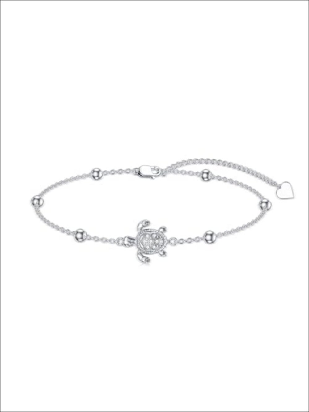 Diamond Turtle Bracelet in 925 Sterling Silver, Ocean Jewelry Gift